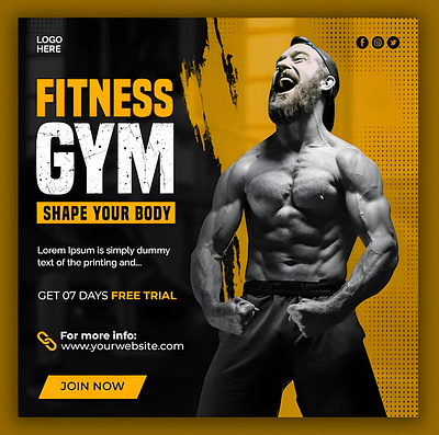 Gym Fitness Post. branding fitness graphic design gym
