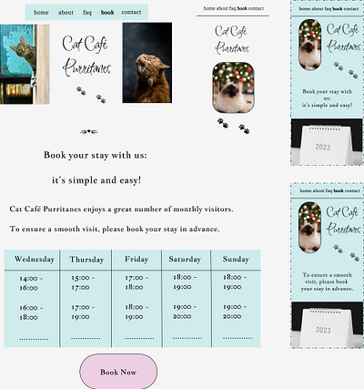 Cat Café Purritanes - Book design ui ux
