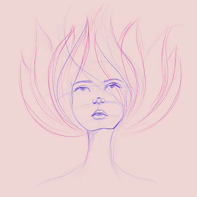 Sketch of a Flower Girl design drawing graphic design illustration lotus sketch surreal