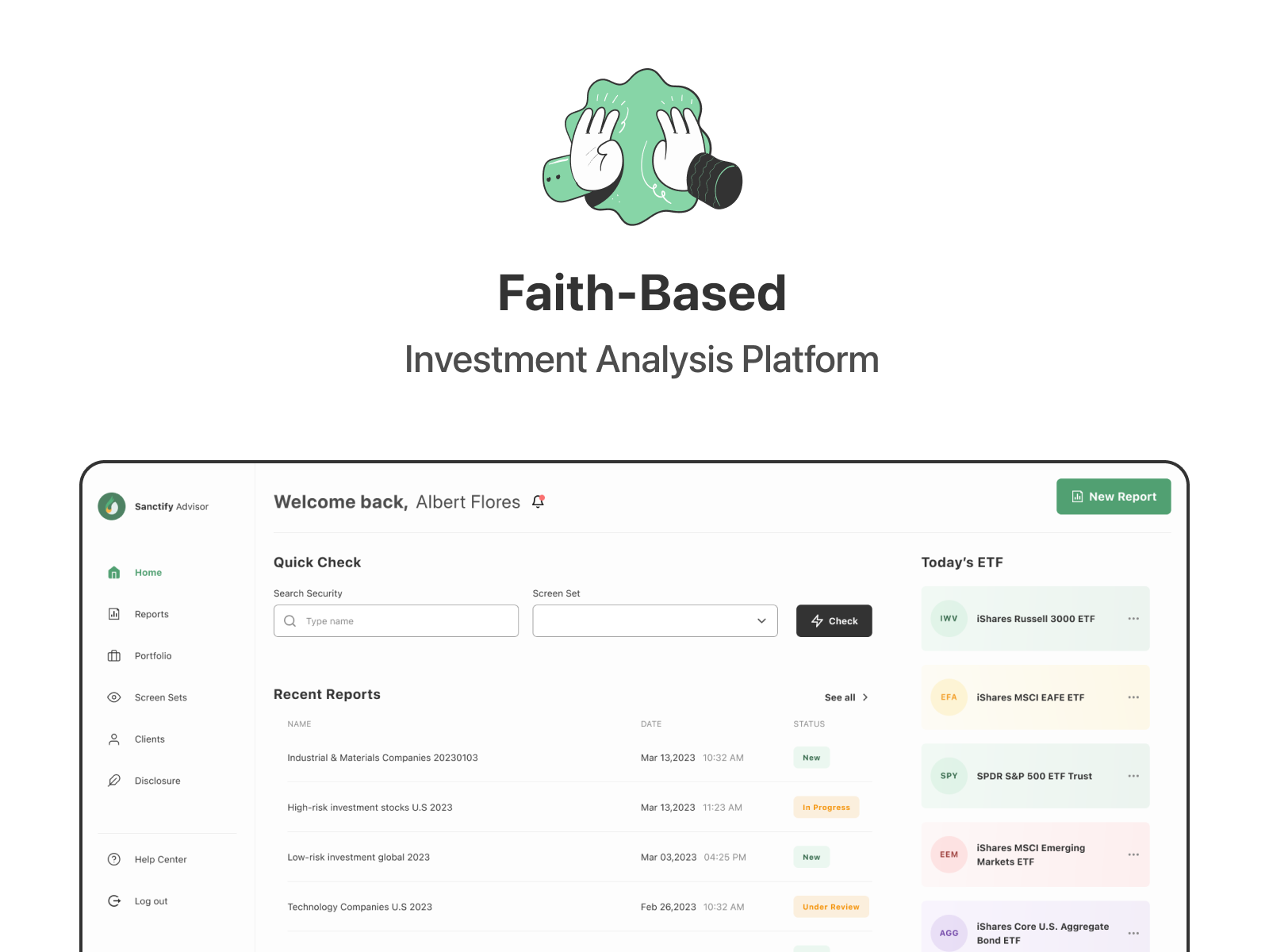 Faith-based Investment Web App app finance investment saas ui uiux web