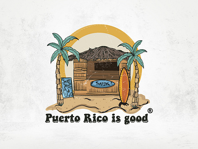 Puerto Rico is Good Illustration graphic t shirt hand drawn illustration rettro summer surfing t shirt t shirt design vintage illustration