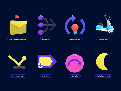 icons 3d 3d animation branding graphic design logo motion graphics nightlight round ui