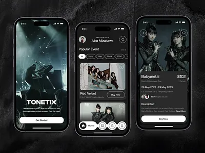 Tonetix - Concert Mobile App app band clean concert concert app design essentials inspiration interface kpop marketplace minimal minimalist mobile mobile app mobile design music online ui uiux