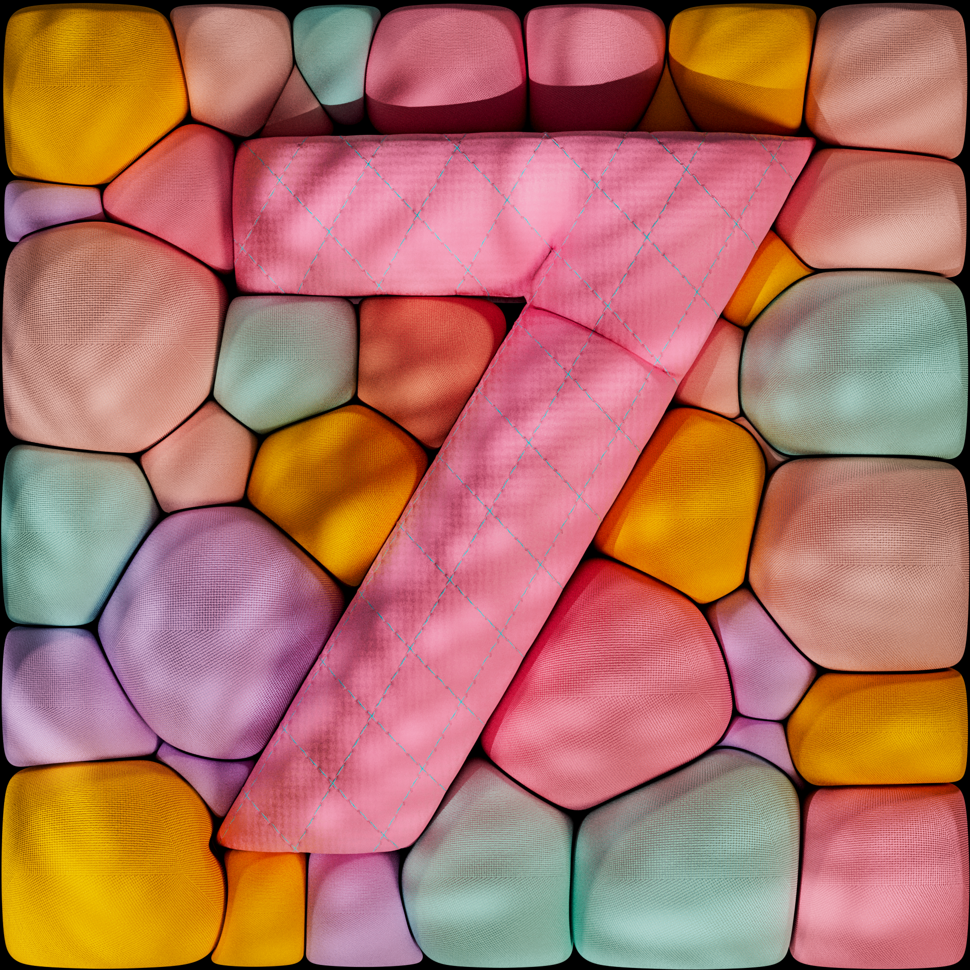 7 for 36daysoftype 36daysoftype 3d 3d simulation 3dtype c4d cgi cinema4d cloth design render