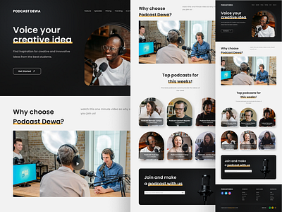 Podcast Platform Landing Page UI landingpage podcast ui