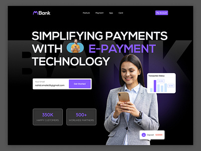 Mbank | E-payment Landing Page bank banking card e commerce efinance epayment figma figmadesign finance landing page design landingpage minimal payment ui ui design uiux ux web web design web template