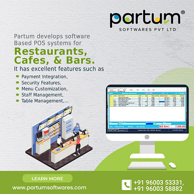 Restaurants, Cafes & Bars Billing Software - Partum Softwares bar billing software billing software branding cafe billing software graphic design gst billing software illustrator restaurant restaurant billing software restaurant software ui