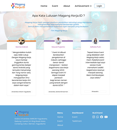 MAGANG KERJA - Testimonial animation app bar branding design landingpage testimonial ui ux website