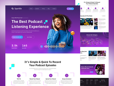 Podcast Landing Page clean design landing page minimal podcast landing page podcast platform podcast website podcasting podcasts radio spotify saas streaming talk show ui ui design uiux design ux web design web3 website website design