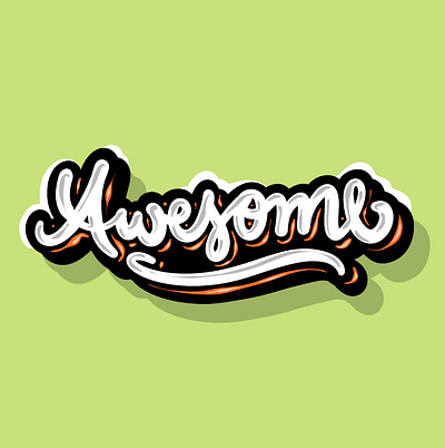 Awesome awesome branding design doodle font graphic design handlettering illustration lettering logo print procreate script sketch sticker type typography