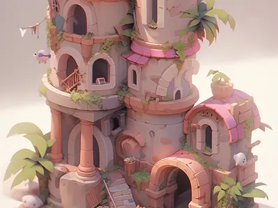 In game buildings and items design friendship game graphic design illustration