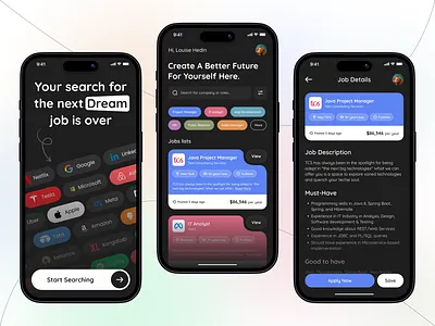 Job Finder App app design job job finder app job portal job portal app job search mobile app ui design ux design