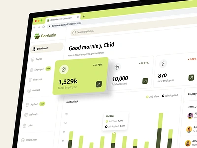 Boolonie - HR-Dashboard Exploration app branding buyer clean crm dashboard design employee flat hr illustration landing page landingpage management mobile app seller stock ui vp web design