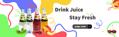 Drink Fresh apple apple juice banner cherry colorful drink fresh fruit juice graphic design mint peach slider ui