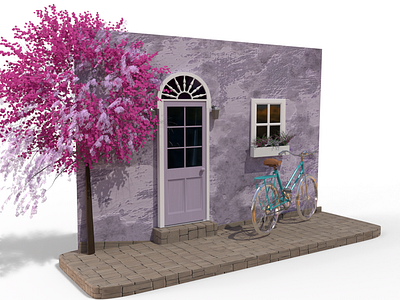 House with bike 3d art 3d illustration illustration