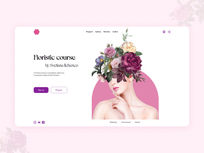 Landing page for floral courses design landing page ui ux