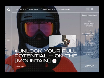 Snowboard Courses Website animation design landing page landing page design motion design motion graphics snowboard ui ui design uiux ux web web design website website design