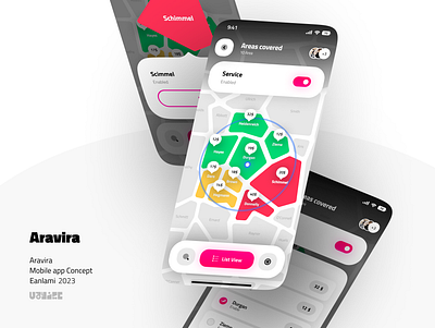 Aravira - A Marketplace App for Freelance Makeup Artists app application artist design makeup map map base marketplace minimal pink product product design service ui ux