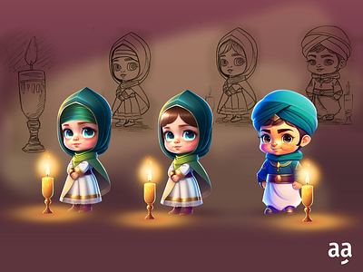 Cute Arabian Child Figures, Character Design 3d animation art cartoon character child design drawing illustration mascot