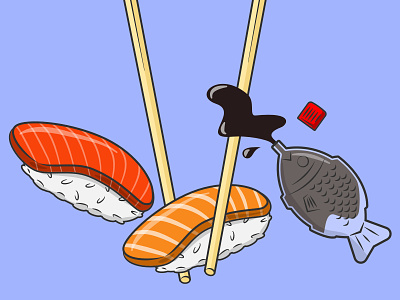Sushi illustration nigiri salmon soy soy sauce sushi tuna vector vector art vector illustration