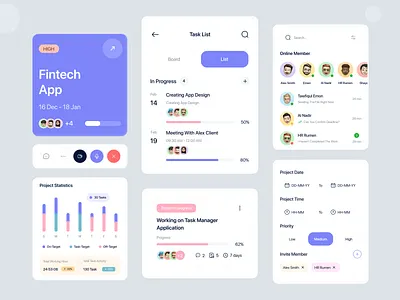 Ui Exploration for Taskflow mobile mobile design saas saas tool saas ui task management task management ui kit task ui taskflow team management