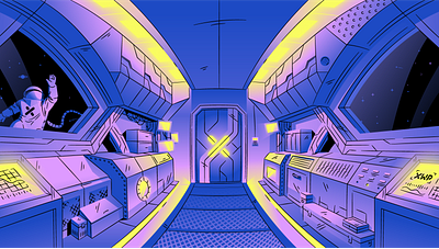 XWP Zoom Background Illustration astronaut background branding fisheye future futuristic glowing illustration interior lights logo perspective space space ship spaceship zoom