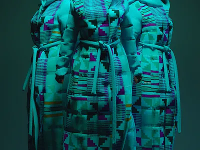 AFR PNK | Kente Warriors (WIP) | 3D Fashion Case Study 3d africa afrofuturism animation blender design fashion illustration