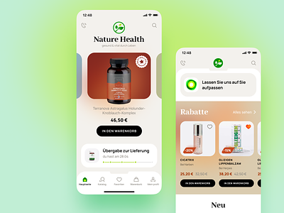 Nature Health | mobile app concept app care design drugs e com interface meds mobile app nutrition retailer shop ui ux
