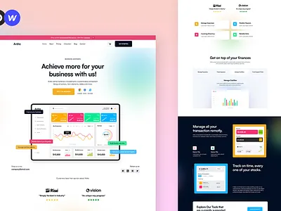 Arête - SaaS Website Template agency app design development gradient landing landing page one page page pastel colors saas site small business sofware ui ux web web design webflow website