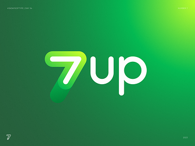 Number 7 for 7UP. 36 Days of Type. Day 34 36 days of type 7 7up arrow branding drink food gradient health icon identity lettering logo number packaging rebrand redesign type typography unused