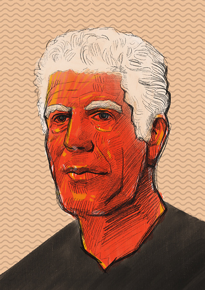 Anthony Bourdain anthony bourdain character chef genius illustration illustrator kitchen master master chef negroni people portrait portrait illustration procreate