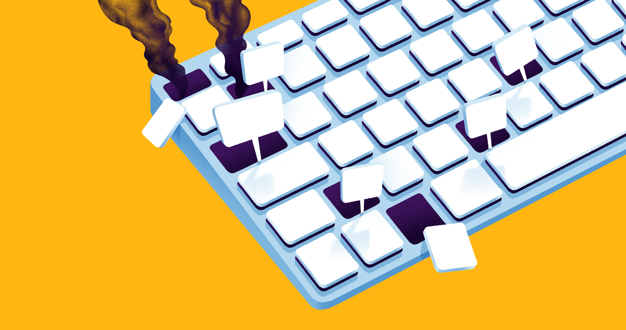 A revival of hacktivism attack bombs computer cyber digital editorial effects hacktivism illustration keyboard lock protest security smoke war