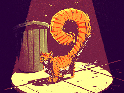 The 9 lives of an Alley Cat 36daysoftype 9 adobe allycat bin bones cat digitalart ginger illustration light muti orange photoshop street texture typeillustration