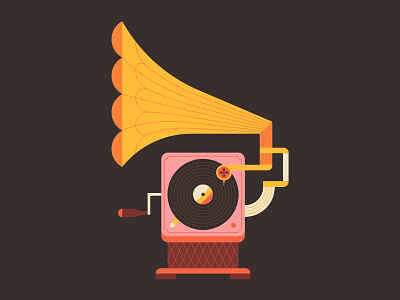 Gramophone geometric grammy gramophone illustration line spot illustration vector vintage retro