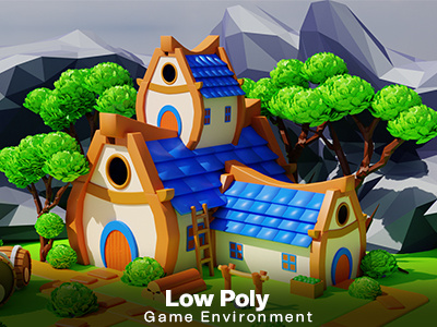 Low Poly Game Environment 3d 3d house 3d illustration 3d tree blender blender3d diorama environmental game environment gamenvironment illustration isometric low poly lowpoly tree