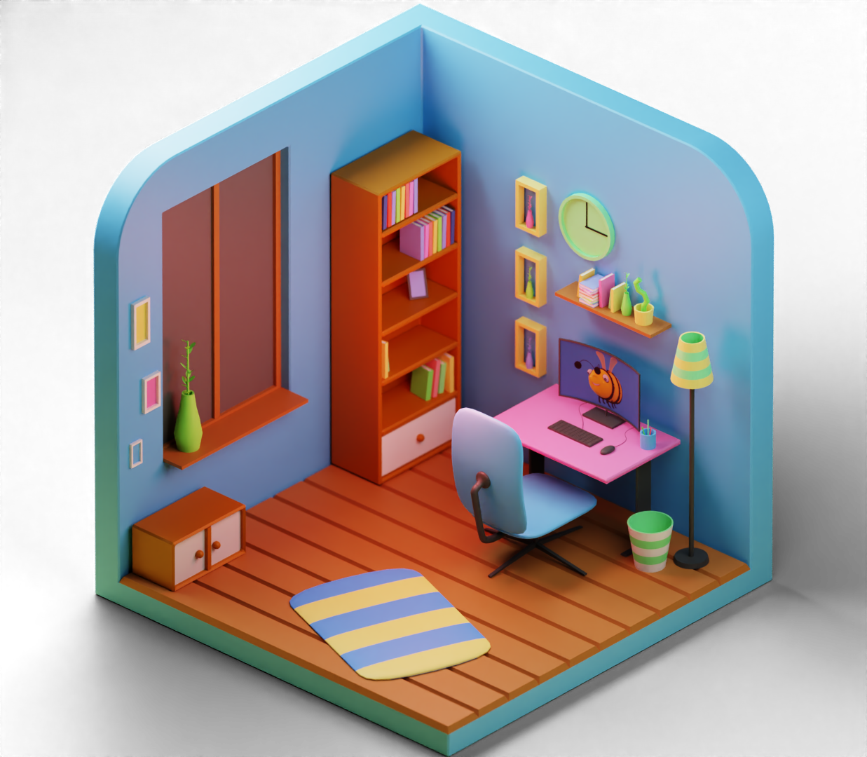 illustration 3d room by FADY KAMAL on Dribbble