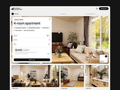 Chromium – Apartment Overview apartment branding cards details flat floor plan form graphic design grid interior minimalism mockup overview pricing property real estate typography ui unikorns ux