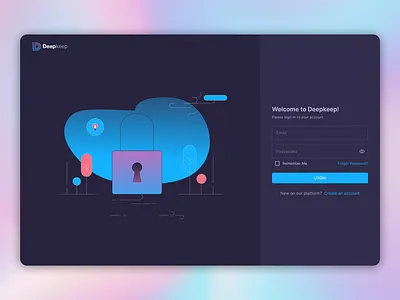 DeepKeep login flow business cyber security dashboard design design agency graphic design hitech illustration login product design sign in startup ui ui design ux ux design web design