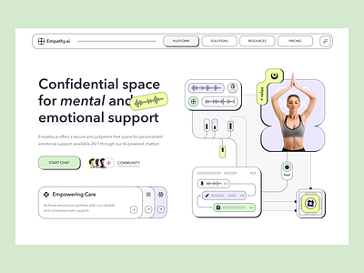 Empathy.ai - Emotional Support website branding bright colors doctor emotional help emotional support graphic design health healthcare hero home page landing page mental health mental illness mental support minimal saas startup therapy therapy session webdesign