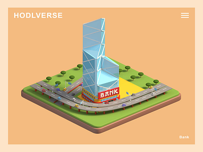 HODLVERSE - Bank 3d animation app bank building city crypto design game graphic design illustration isometric landing page lowpoly motion graphics product render uiux web