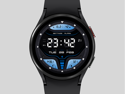 Digital Sporty Watch Face activity analog app black clean design digital figma galaxy watch samsung sport ui watch watchface
