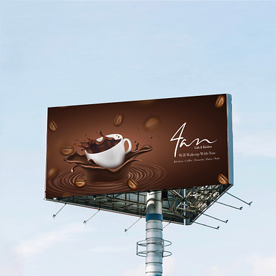 4AM cafe road side banner digital art