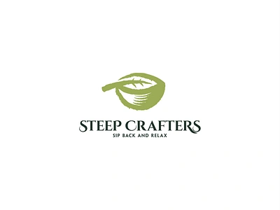 Steep Crafters branding brush ceremony chai china craft cup drink elegant green handcrafted healty japan leaf logo matcha pot rustic stroke tea