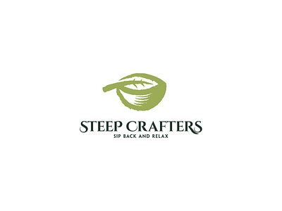 Steep Crafters branding brush ceremony chai china craft cup drink elegant green handcrafted healty japan leaf logo matcha pot rustic stroke tea