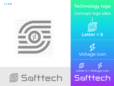 Softtech- Logo Design, Letter S + Voltage icon, Technology logo applogo best logo brand identity branding creativelogo gradient letters logo logobrand logoconcept logodesign logofolio logomark logoprocess logoroom modernlogo professionallogo techlogo technology logo voltage icon