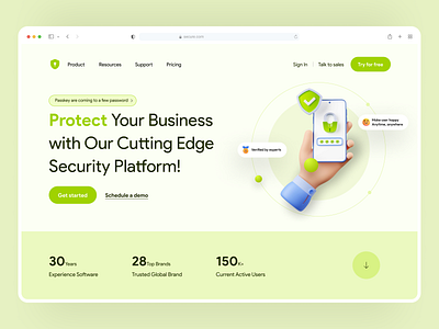 Secure platform UI Concept cybersecurity hero hero section landingpage lock privacy protection safe safety secure security shield ui uiux ux web