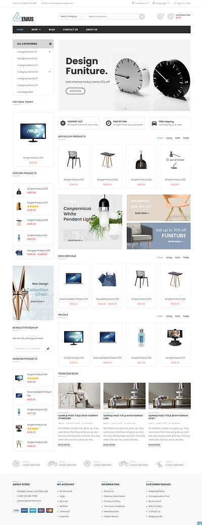 Furniture & gadgets store design using shopify design dropshipping store homepage design illustration landing page design logo online store shopify web design website design