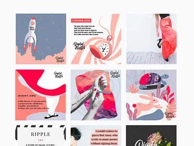 Digital Assets - Social Direction alice in wonderland art direction branding crypto cryptocurrency design ig illustration instagram feed logo ripple vector women in crypto