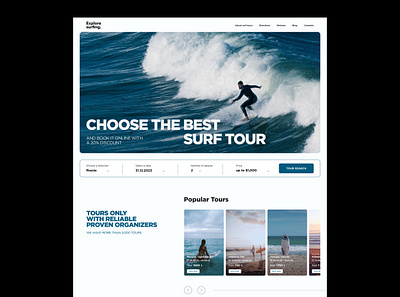 Сoncept website for surf tour recruitment design minimalism surf surfing ui ux