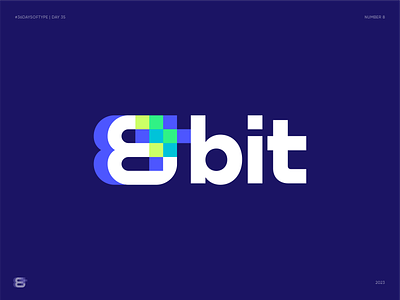 Number 8 for 8-bit. 36 Days of Type. Day 35 36 days of type 8 8 bit blockchain branding cloud coding crypto defi devops futuristic gaming gradient identity logo number pixels retro saas tech